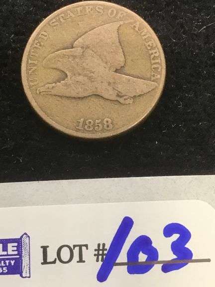 1858 flying eagle cent, VG