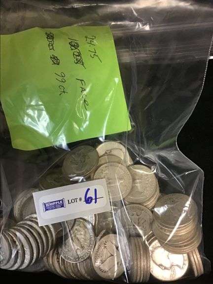 SILVER quarters, 99 count ($24.75 face value in 90% silver Wash. qtrs.