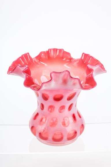 Vintage Fenton Cranberry Coin Dot Vase #2