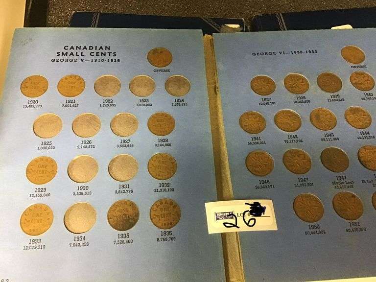 3 whitman folders of Canada small cents, 119 coins from 1920-1972