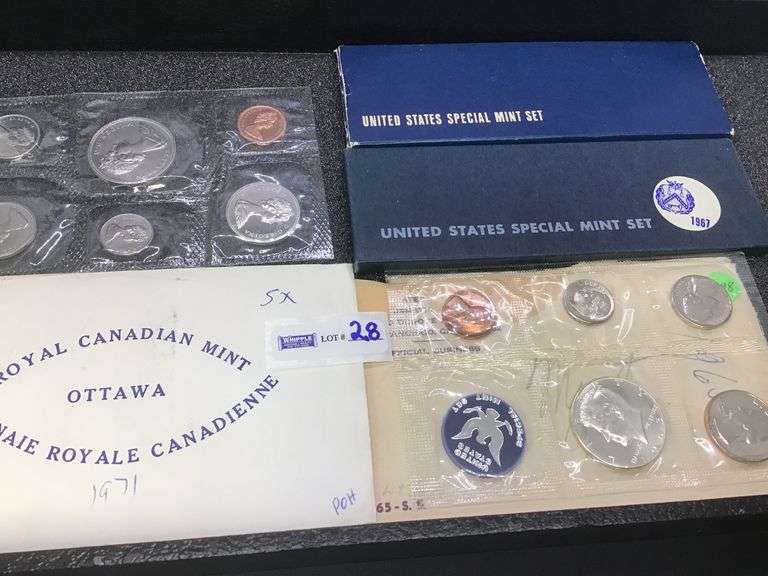 4-mint sets - 1965, 1966, 1967 Special mint sets and 1971 Canada mint set