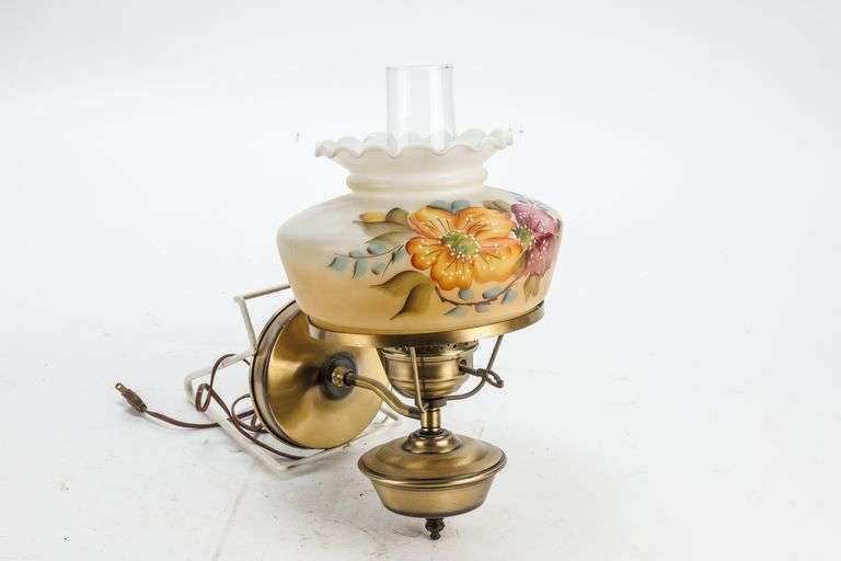 Vintage Electric Wall Sconce with Hand-painted Globe