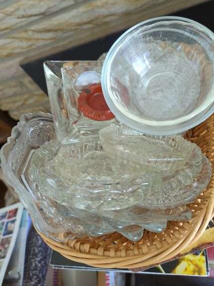 Vintage Clear Cut Glass Ashtrays and More