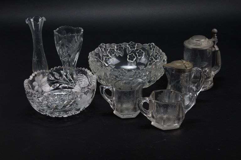 Collection of Etched Crystal and Glass