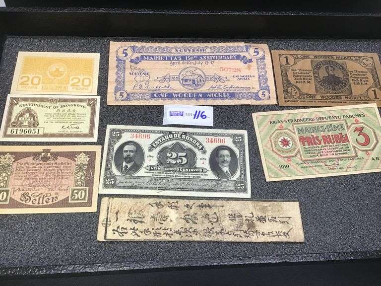 wooden nickels, foreign coins, and currency, see all photos