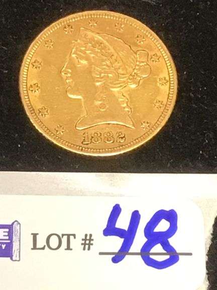 1882 five dollar GOLD LIBERTY, XF