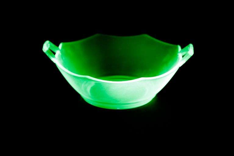 Large Uranium Glass Bowl With Handles