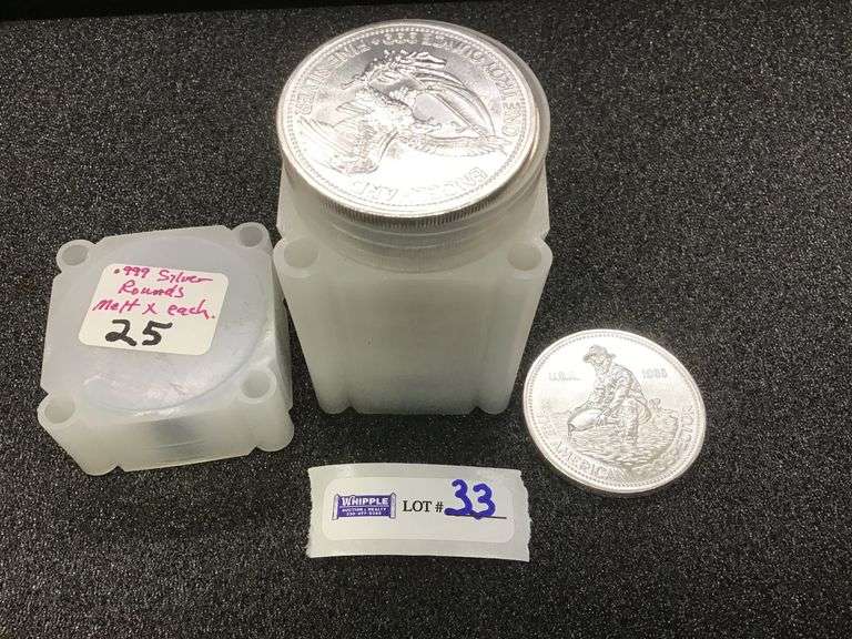 Roll of 25 silver rounds (one troy ounce each)