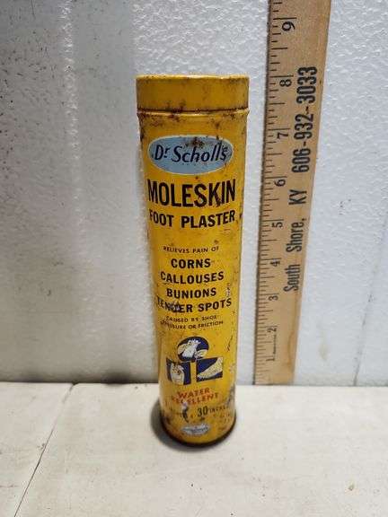 Dr. Scholl's Moleskin Vintage Tin Can 8'' Tall