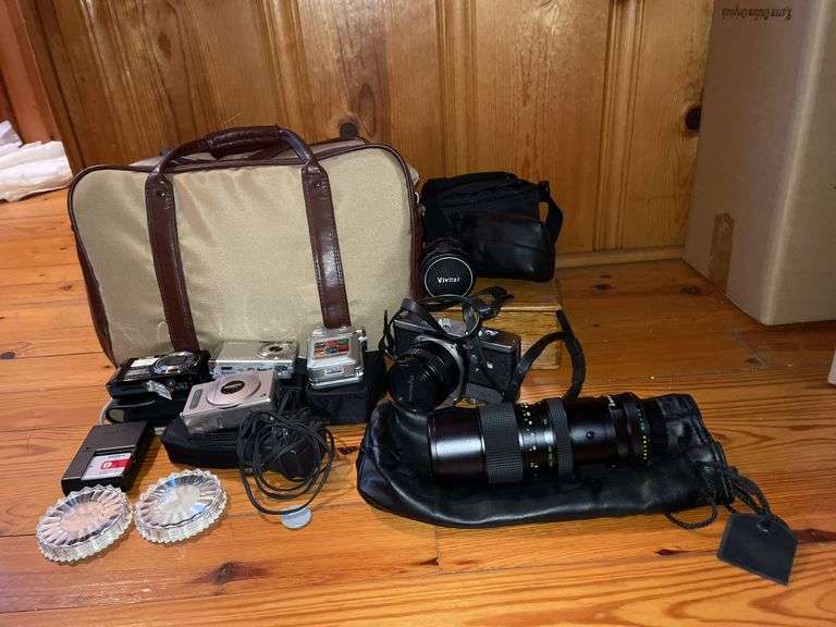 Vintage and modern cameras