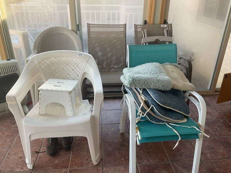 Wrought Iron Shelf w/ Contents & Chairs (heater not included)