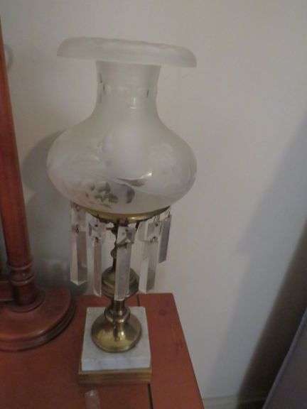 Vintage Crystal Prism Table Lamp with Frosted Glass Shade
