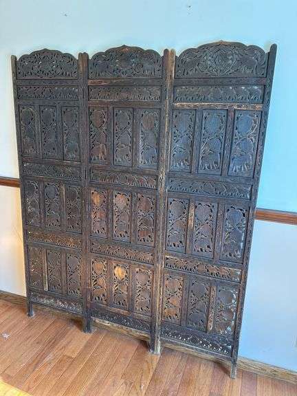 Carved Wood Room Divider