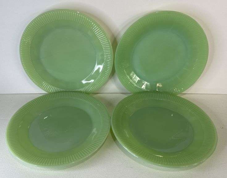 Anchor Hocking Glass Fire King Jadeite Jane Ray Dinner Plates