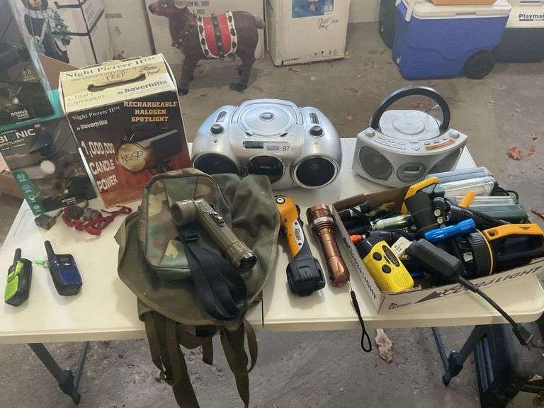 Flashlights, 2 Radios, Walkie-Talkie & Spot Lights