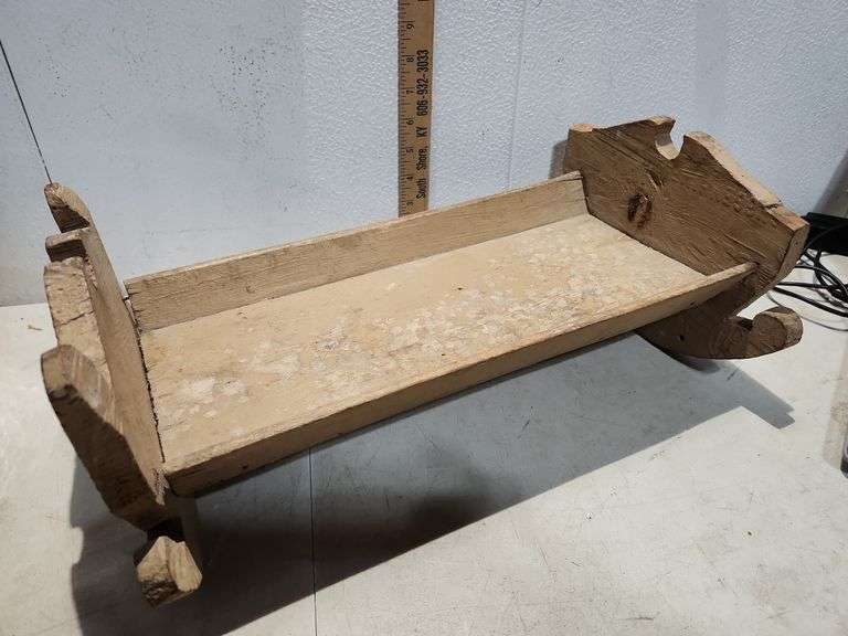 Wood Baby Doll Cradle 16.5x7x10