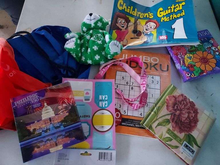 Assorted Items Sudoku, Children's Guitar Method Book, Puzzles, Address Book etc