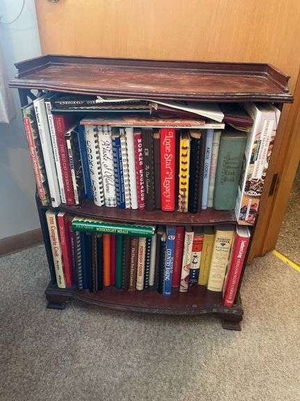 Vintage bookshelf with books