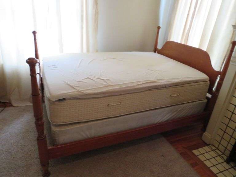 Wooden Full-Size Bed Frame with Mattress