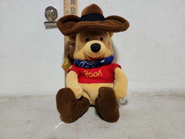The Disney Store Plush Mini Bean Bag Cowboy Pooh 8"