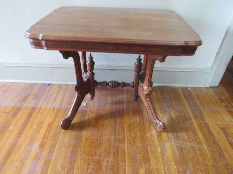 Antique Wooden Side Table with Ornate Details