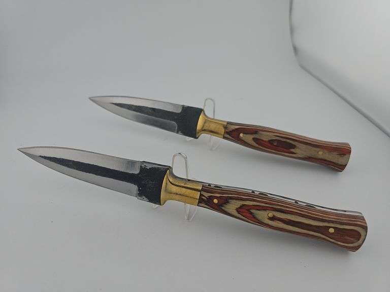 Pair Carbon Steel Daggers w/ Leather Sheaths