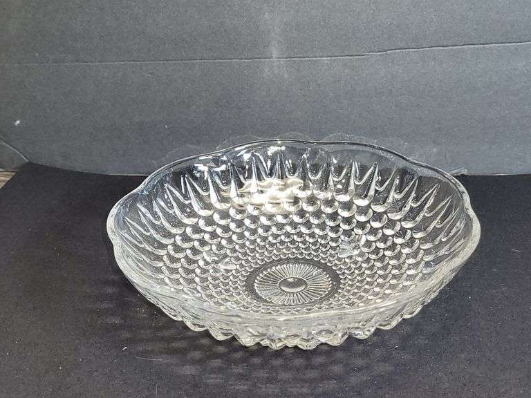Clear Glass Candy Dish Open Hobnail Design Depression Vintage 3 Footed.