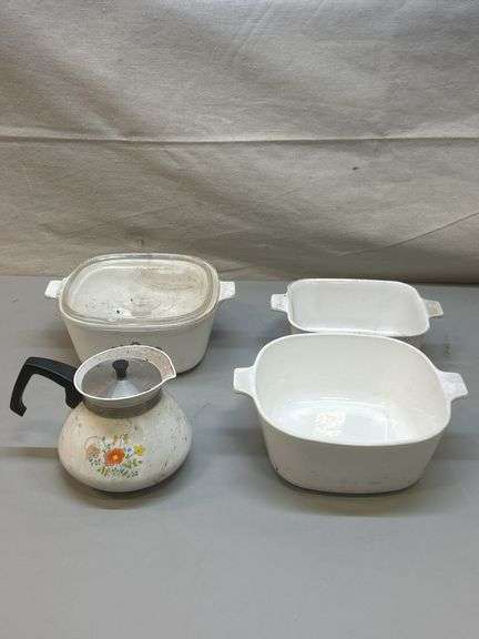 Vintage Corning Ware and Tea Kettle Lot