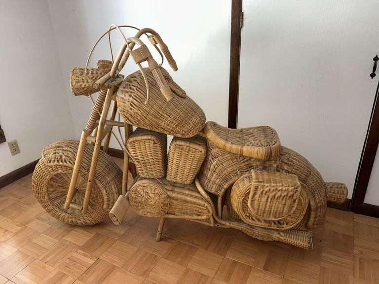Life-Sized Wicker Motorcycle