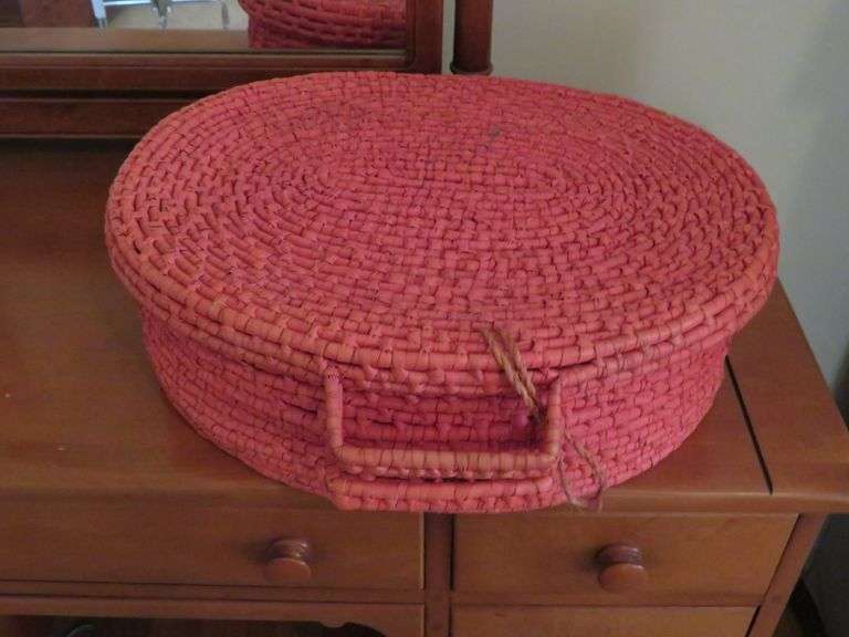 Oval Woven Storage Basket with Craft Supplies