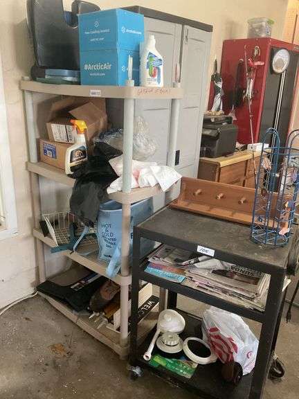 Shelf w/ Contents, AV Cart w/ Elec.