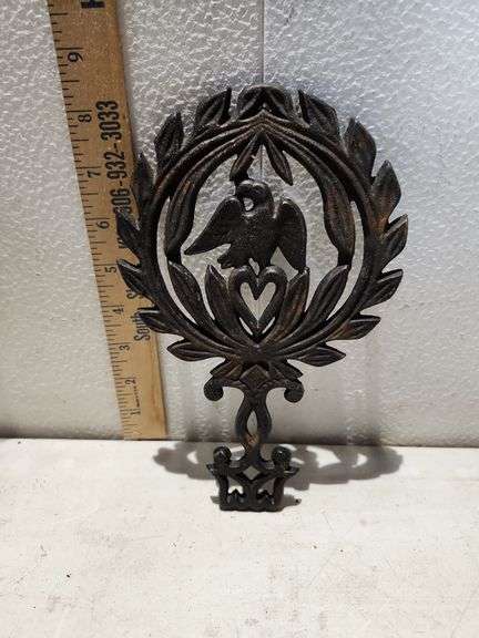 J.Z.H. 1949 Eagle Cast Iron Trivet 8.5x5.5