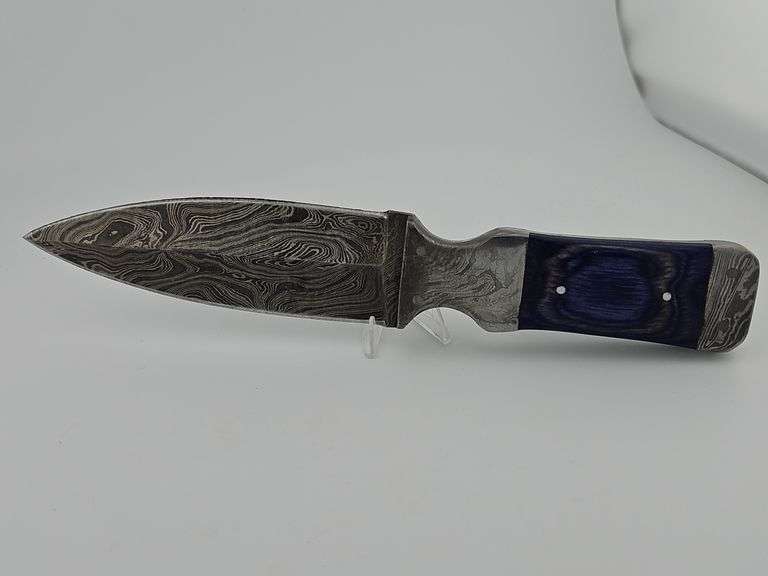 Damascus Thick Handle Dagger w/ Leather Sheath