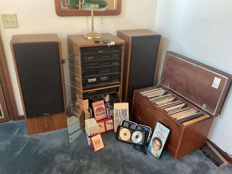 Magnavox Stereo System w/ Speakers, Mirror, Tapes & CD Changer