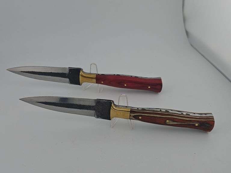 Pair of Carbon Steel Daggers w/ Leather Sheaths