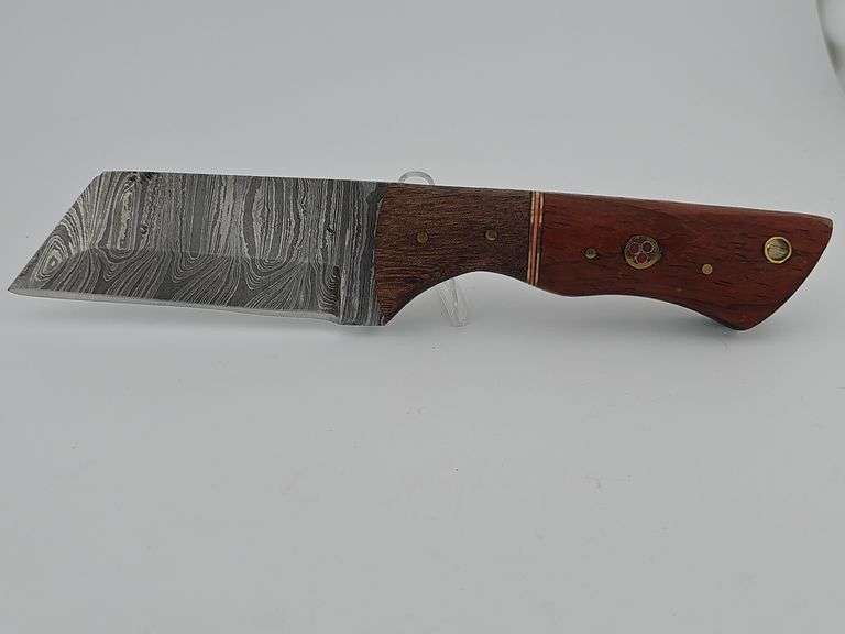 Damascus Hunting/Skinning Knife w/ Leather Sheath