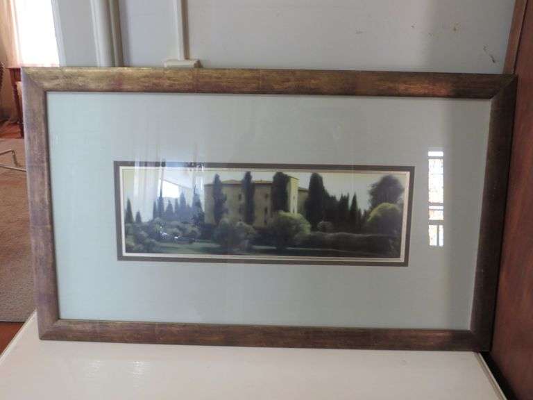 Framed Landscape Print with Gold-Toned Frame
