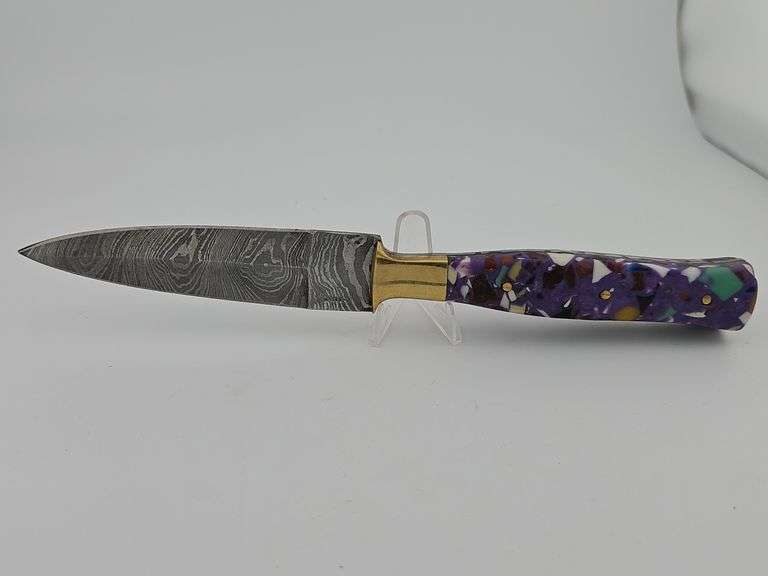 Damascus Dagger w/ Leather Sheath