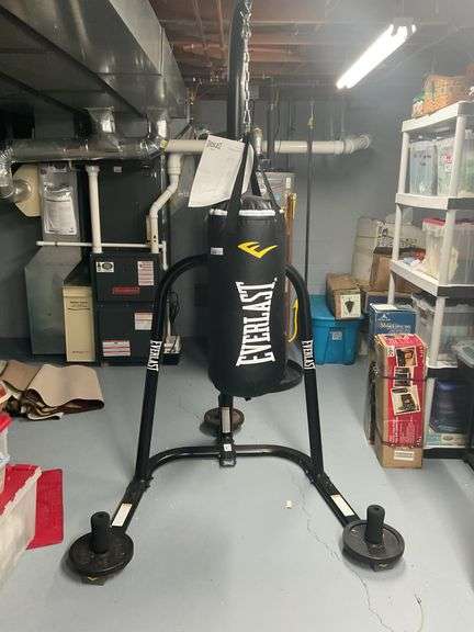 Everlast Punching Bag On Stand, Heavy Bag & Gloves - Excellent