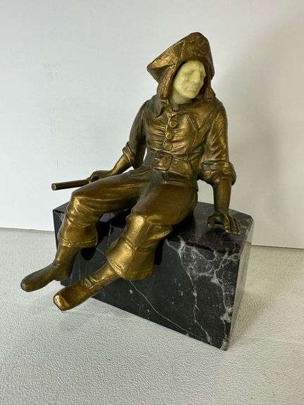 J B Hirsch 7" Pirate Statue Figurine Marble Base