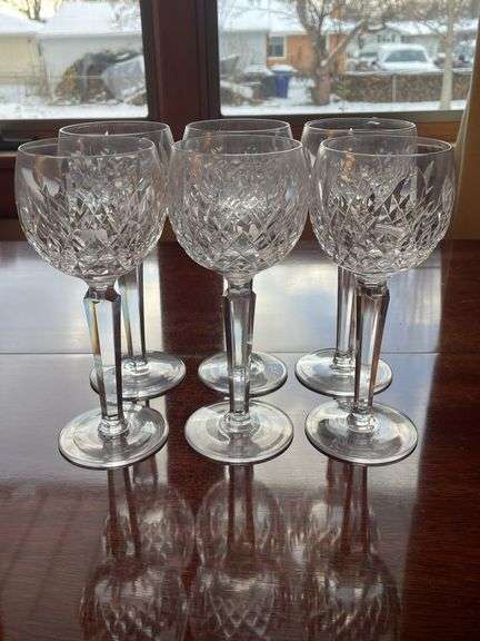 6 Waterford wine glasses