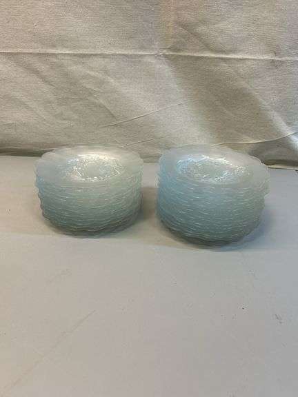 Set of 30 Frosted Glass Plates with Embossed Design