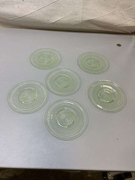 Set of 6 Roulette Green Glass Plates