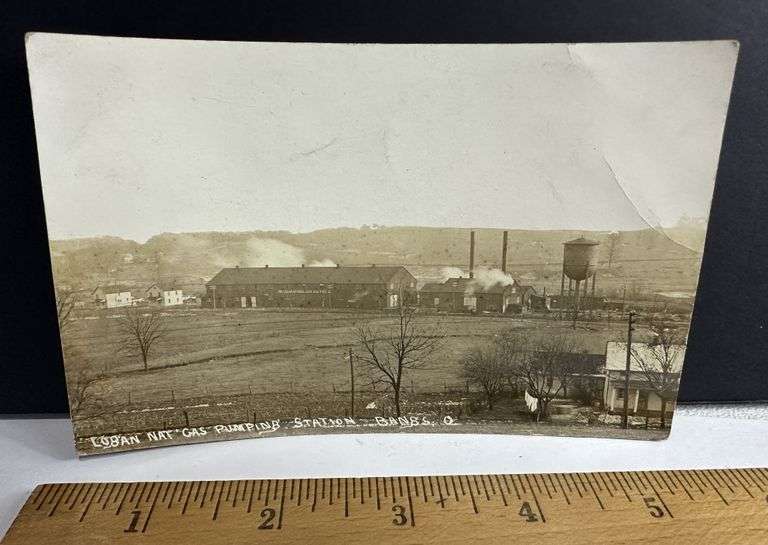 Logan Natural Gas Pumping Station Bangs Ohio Real Photo Postcard