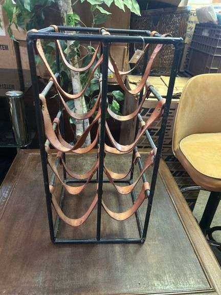 Metal & Leather Wine Rack