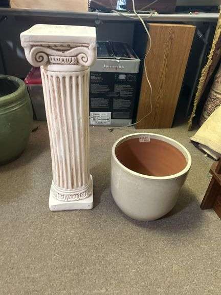 Column Stand & Ceramic Planter