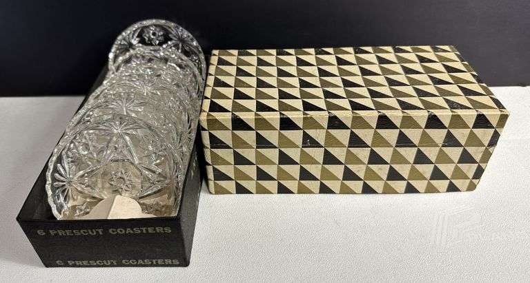 Anchor Hocking Glass Early American Prescut Star of David Glass Coaster Set