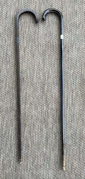 Vintage Wood Walking Stick Cane Lot Sterling Silver Collars