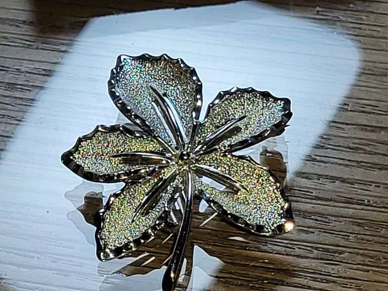 Leaf Silver tone brooch stamped on the back.