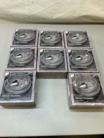 Set of 8 Crystal Serving Bowls with Spoons